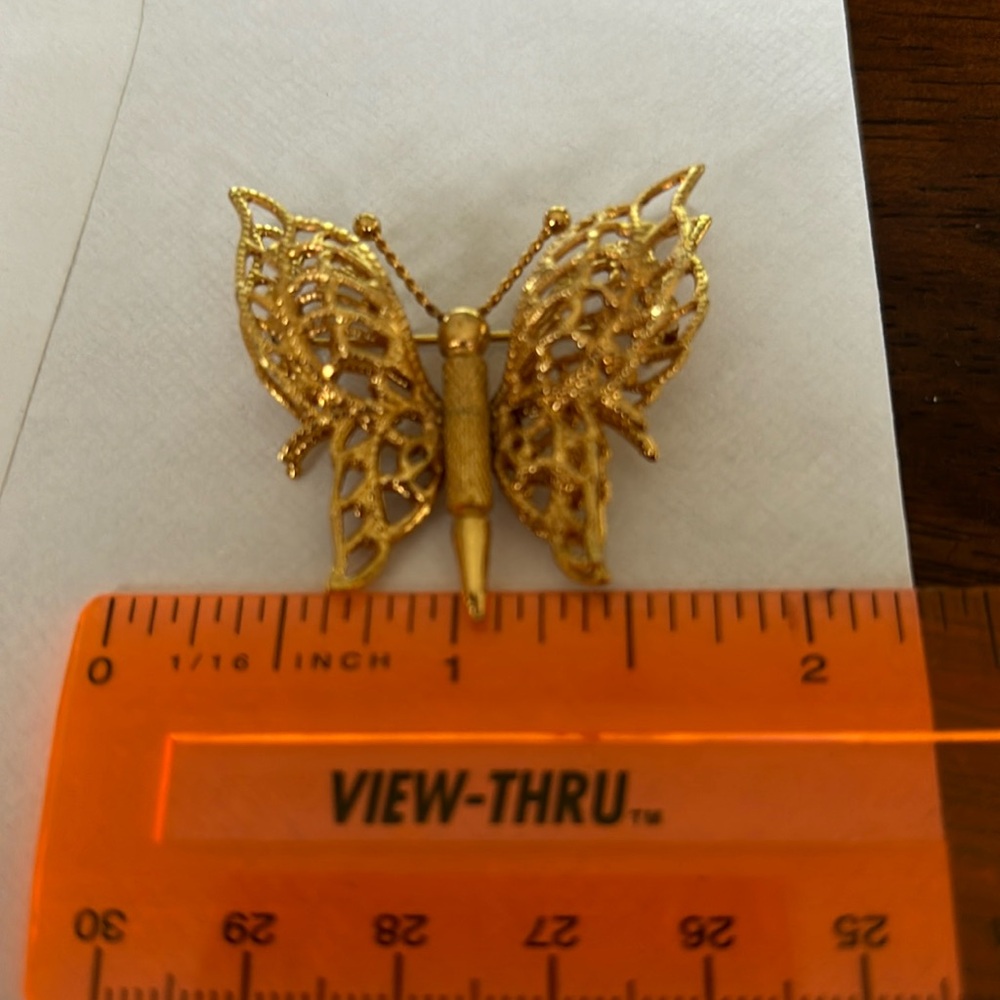 Vintage Monet 3d gold butterfly brooch